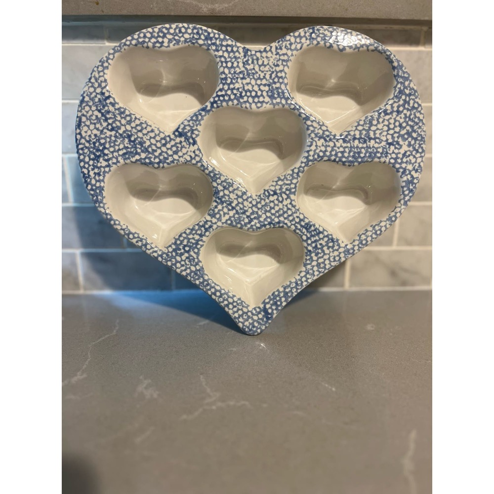 Vintage Baking Stoneware, Blue Sponge Ware